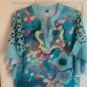 Depensl Colorful Boho Ruffle Bell Top